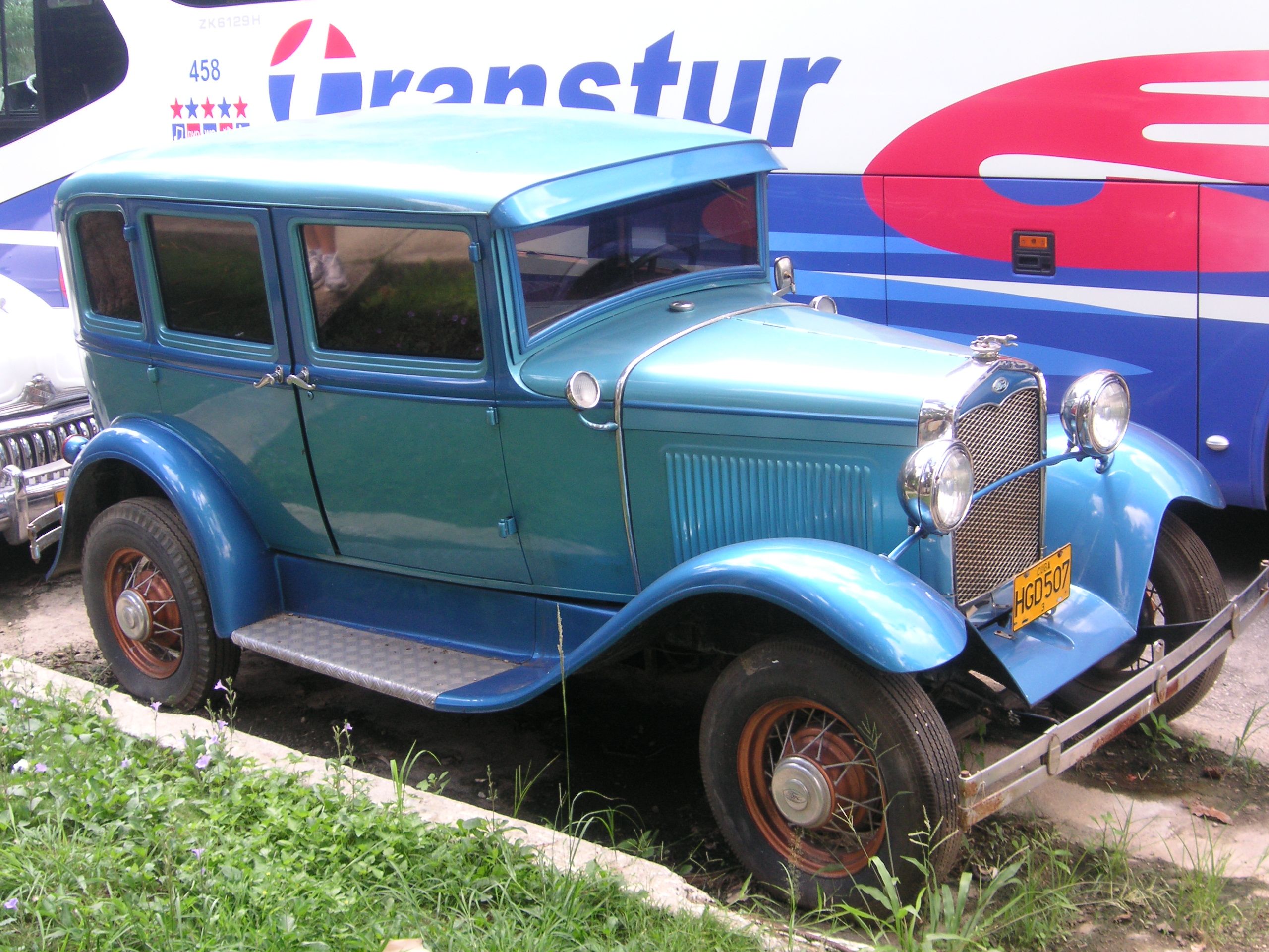 Blue Car in Havana